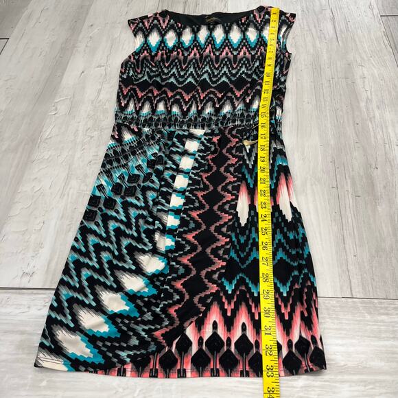 Laundry By Shelli Segal Blue Black Pink Abstract Sleeveless Knee Length Dress 2 - Picture 13 of 13